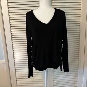 White House Black Market Blouse Women Medium Black Long Sleeve Button Layered